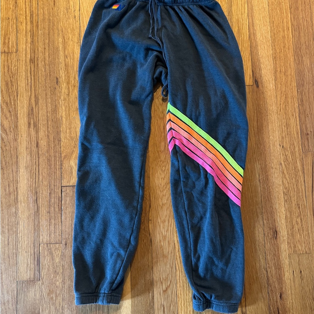 Aviator Nation Black and Red Sweatpants Tapered Comfort